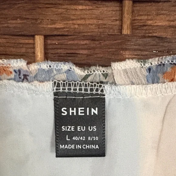 SHEIN White Mini Dress with Blue & Peach Floral Print - Picture 7 of 7